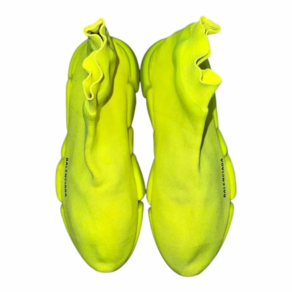Balenciaga Speed 2.0 LT Sock Yellow Neon Knit Stretch High Top Sneakers Size 11 - Picture 6 of 9